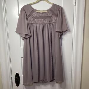 Victoria's Secret Babydoll Dress Womens Large Lilac Flutter Boho Coquette